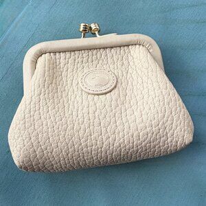 Dooney & Bourke Vintage Small All Ivory Pebbled Kisslock Coin Purse Pouch Wallet